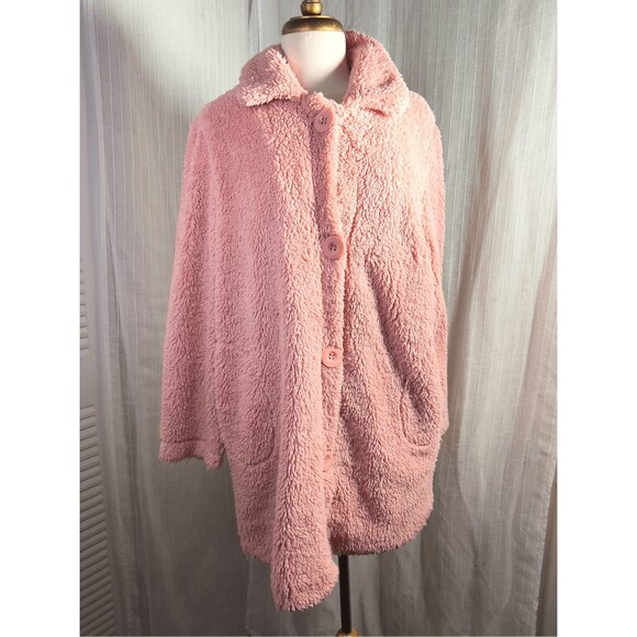 Knapp Studio Peacoat Size L Pink Romantic Academia Textured Oversized Pea Coat